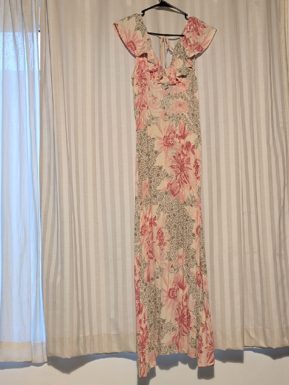 Stevies Cream Maxi Dress with Pink Floral Print